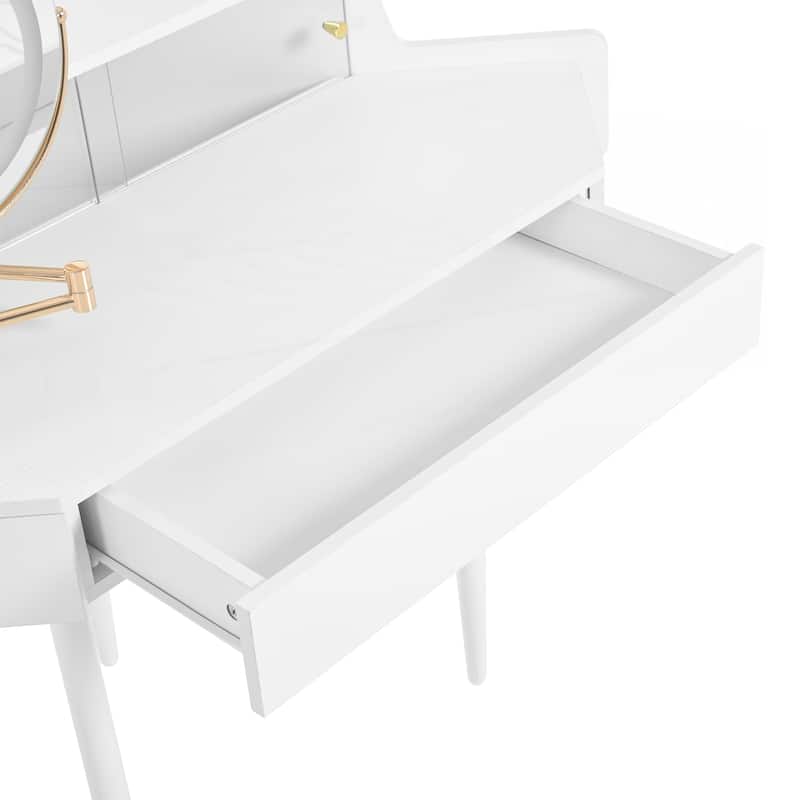 Modern Corner Makeup Vanity Desk with Large Storage