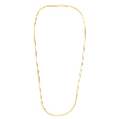 Curata 10k Yellow Gold 2.8mm Polished Herringbone Chain Necklace (Lobster)