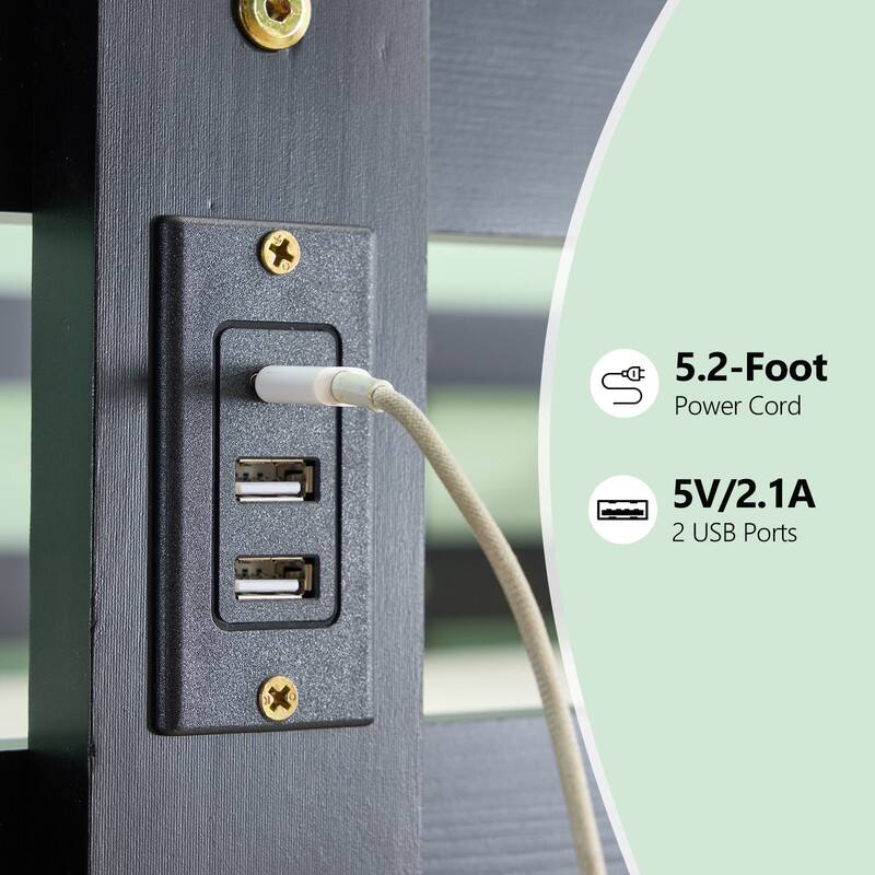 Twin over Twin Wood Bunk Bed with RGB LED Light,USB Port Charging Station and Guardrail ,Trundle Bed,Reversible Ladder