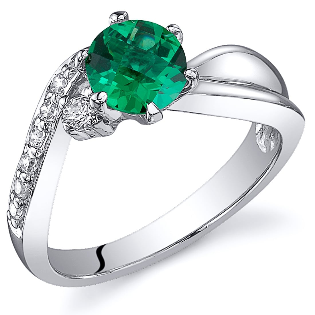 Oravo Sterling Silver 0.75 ct Created Emerald Birthstone Ring