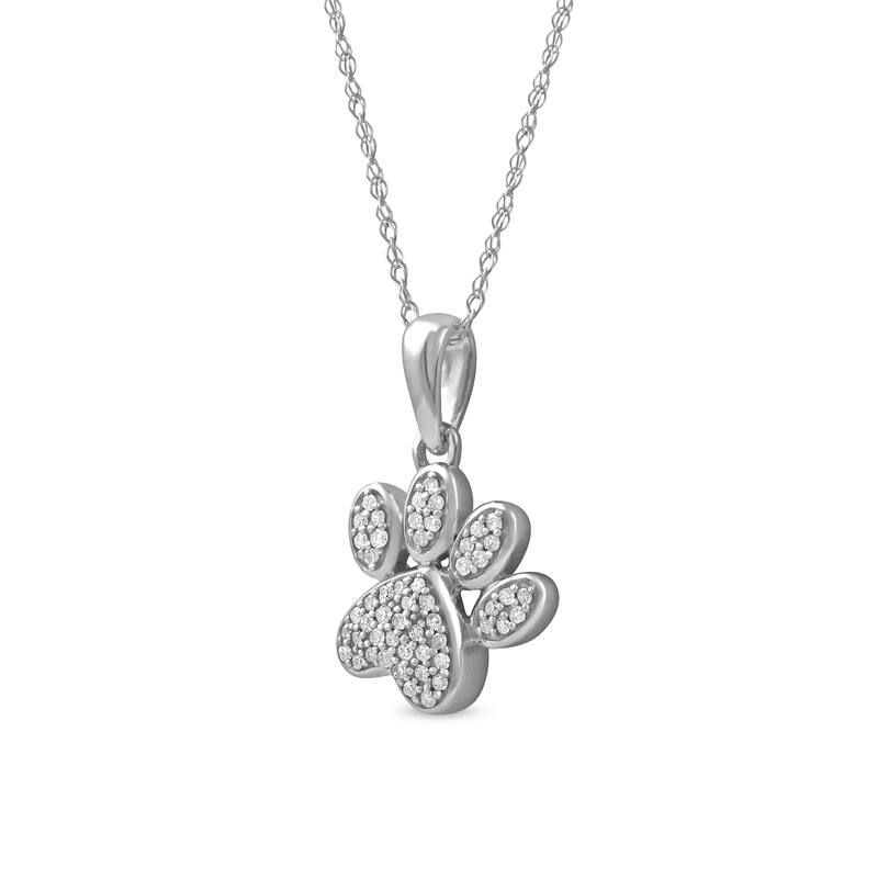 IGI Certified 10K Gold Dog Paw Print Pendant Necklace for Women