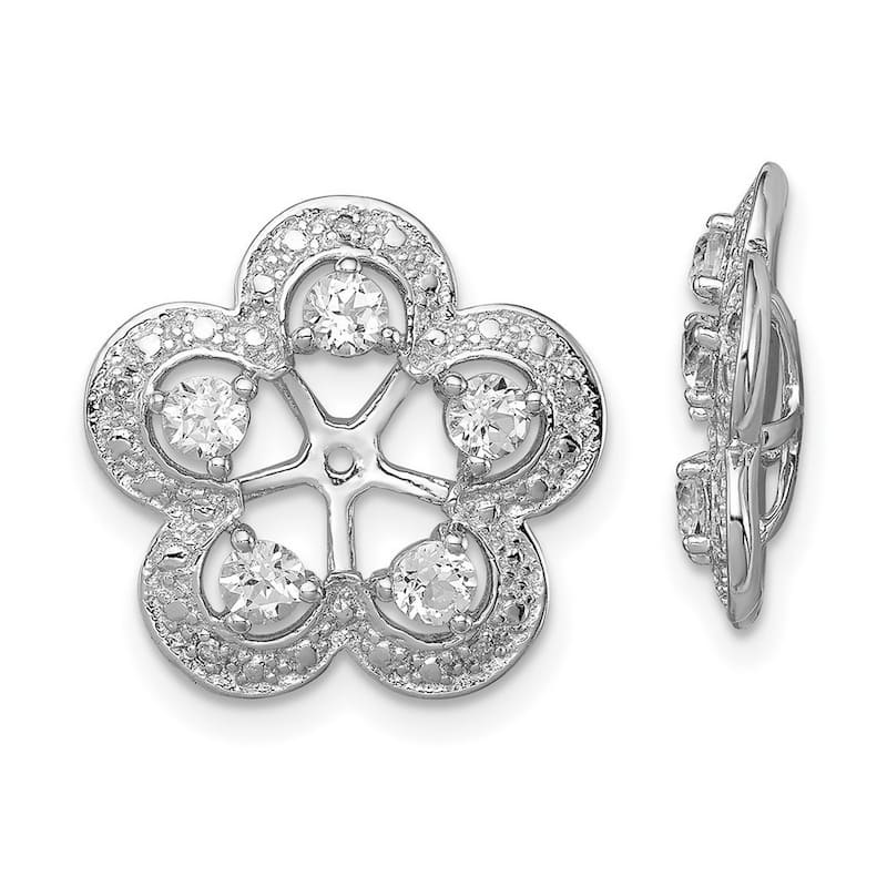 Curata 925 Sterling Silver Diamond and White Topaz Earrings Jacket - 16x15mm Wide