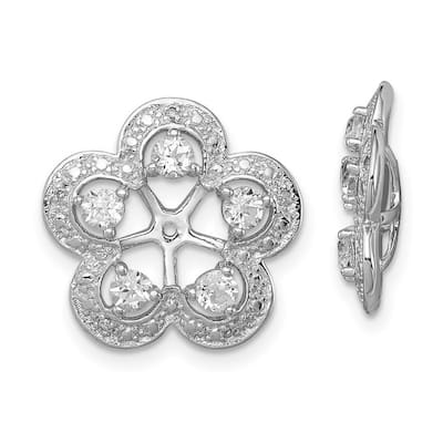 Curata 925 Sterling Silver Diamond and White Topaz Earrings Jacket - 16x15mm Wide
