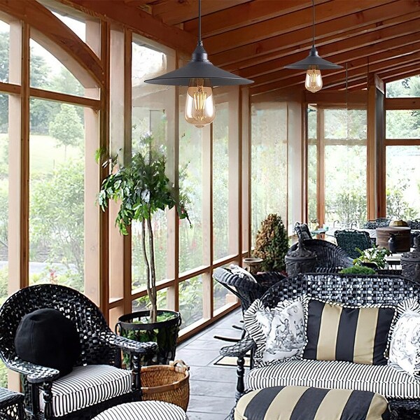Plug in Pendant Light Black Hanging Lights Polyvinyl Chloride Entryway Lights Black BST 008