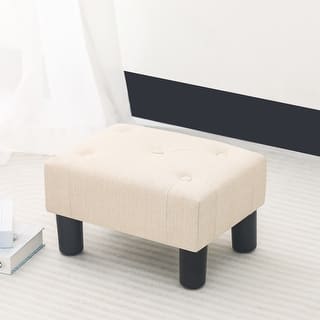 Adeco Button Tufted Foot Stool Rectangular Small Ottoman On Sale