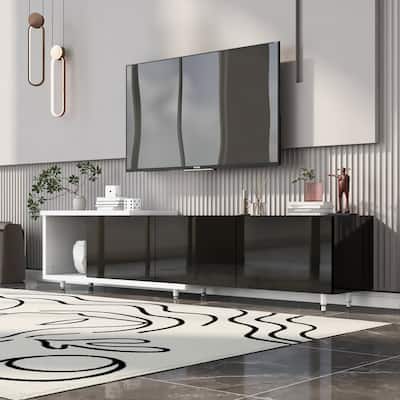 70.1"-100" Adjustable TV Stand with Storage, Modern Entertainment Center for TVs up to 80", Extendable Media Console