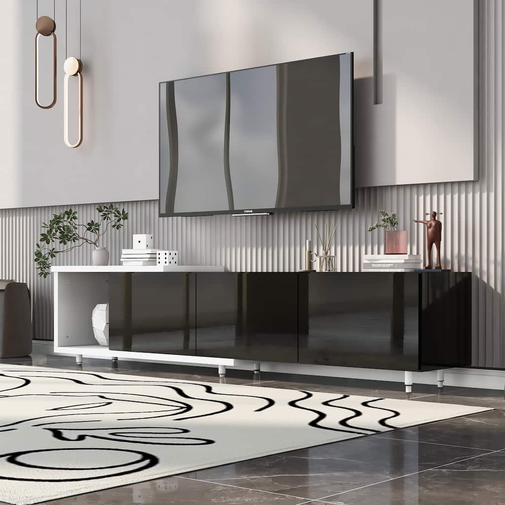 70.1"-100" Adjustable TV Stand with Storage, Modern Entertainment Center for TVs up to 80", Extendable Media Console