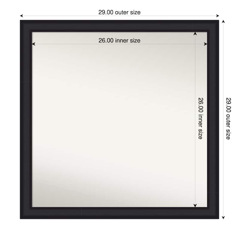 Oliver Narrow Non-Beveled Wood Framed Wall Mirror - 29 x 29 in - Oliver Black Narrow