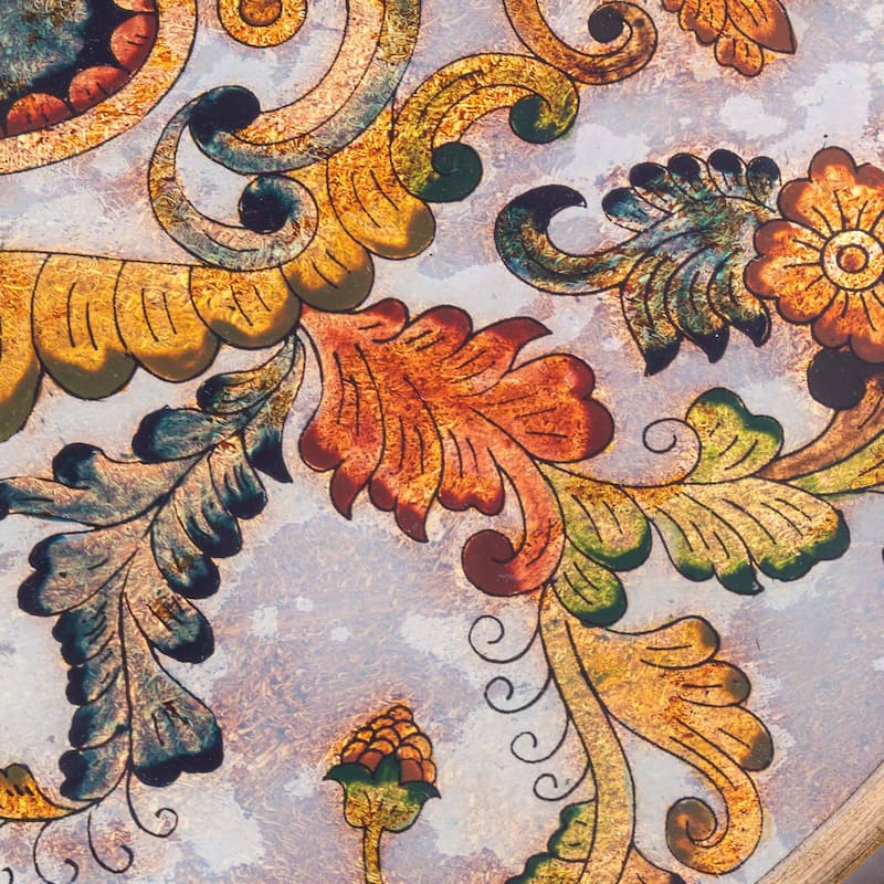 NOVICA Handmade Reverse Painted Glass Tray Floral Heaven (Peru)