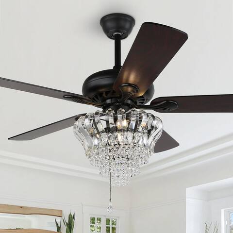 Modern Black 52" Crystal Ceiling Fan with Remote