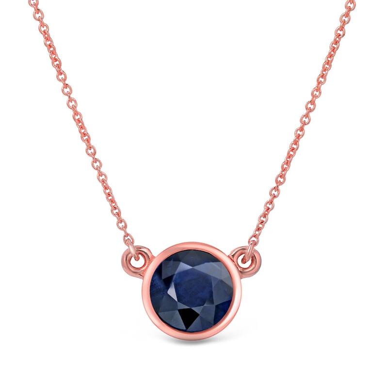 Auriya 14k Gold Bezel-set Sapphire Solitaire Necklace 1/2ctw - Rose