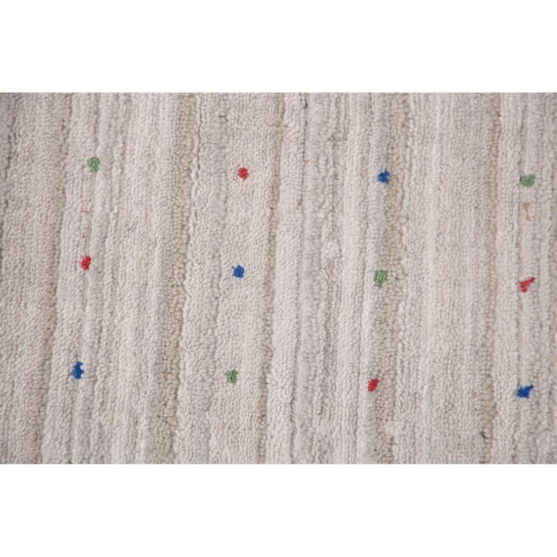 Striped Gabbeh Oriental Area Rug Handmade Silk Carpet - 8'0" x 9'10"