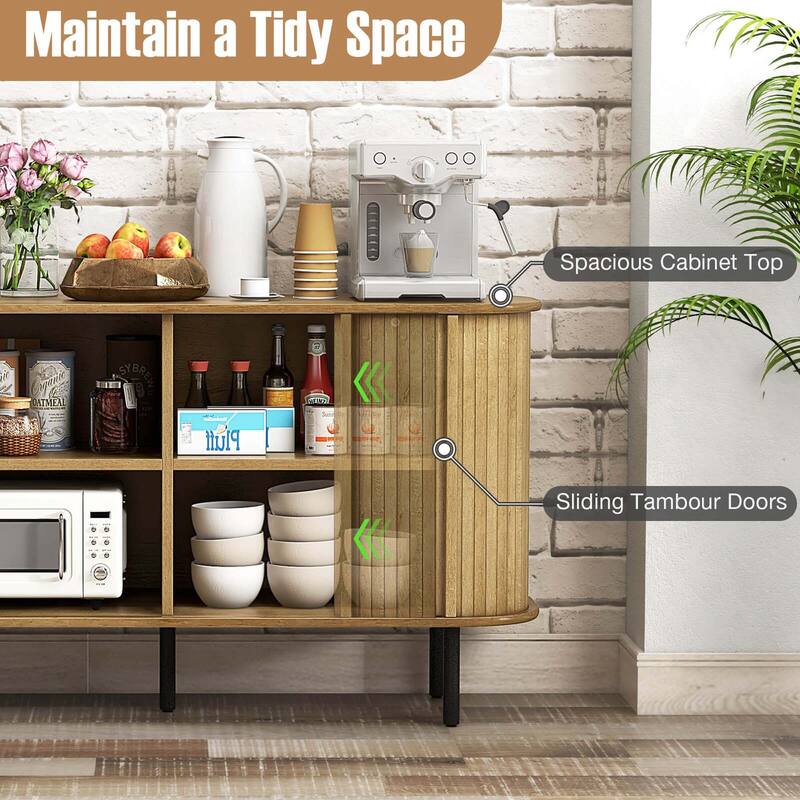 Costway 47" Sideboard Buffet Cabinet with Sliding Tambour Doors - See Details