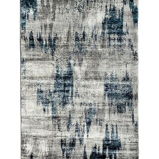 RugBerry Forenhight Cream Navy Blue Abstract Splatter Modern Area Rug ...