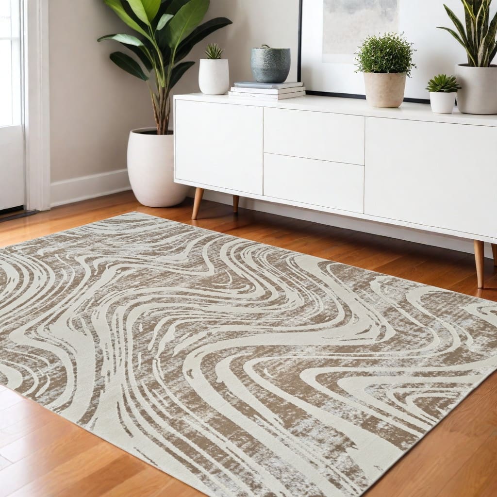 Bicus Distressed Abstract Modern Stain Resistant Woven Durable Area Rug By HomeRoots