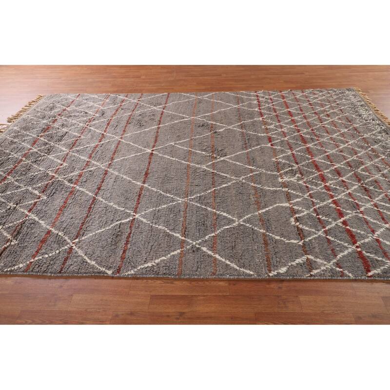 Trellis Moroccan Oriental Area Rug Handmade Wool Carpet - 7'11" x 10'10"