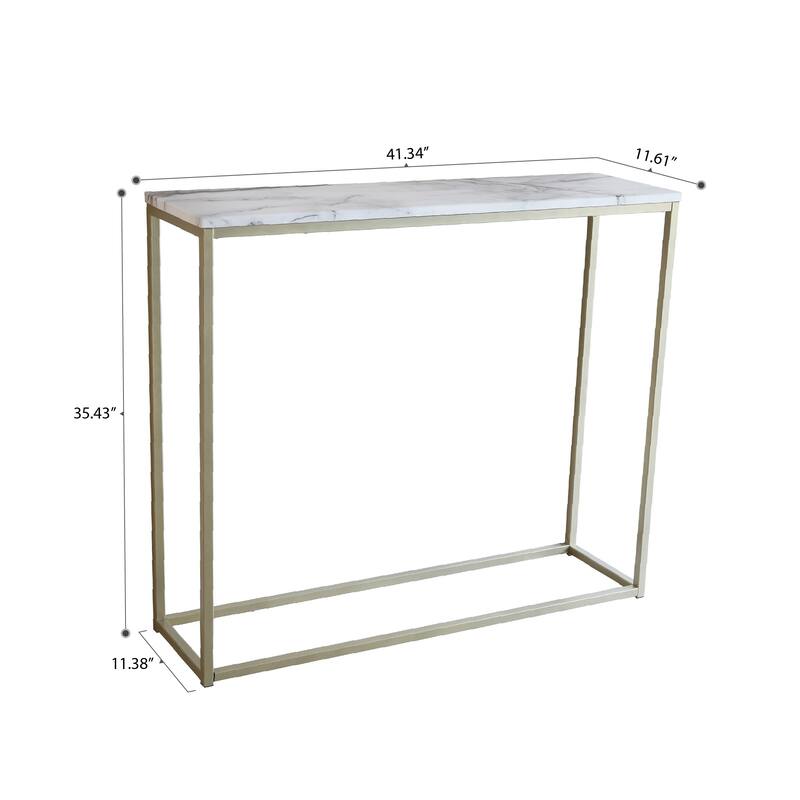 Roomfitters White Faux Marble Console Table, Bar Table for Dining Room, Living Room Sofa Table