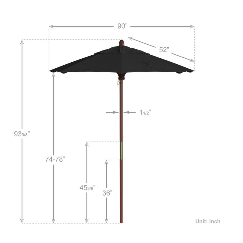 California Umbrella 7.5' Round Marenti Wood Frame Patio Umbrella with Pacifica Fabric, Base Not Included