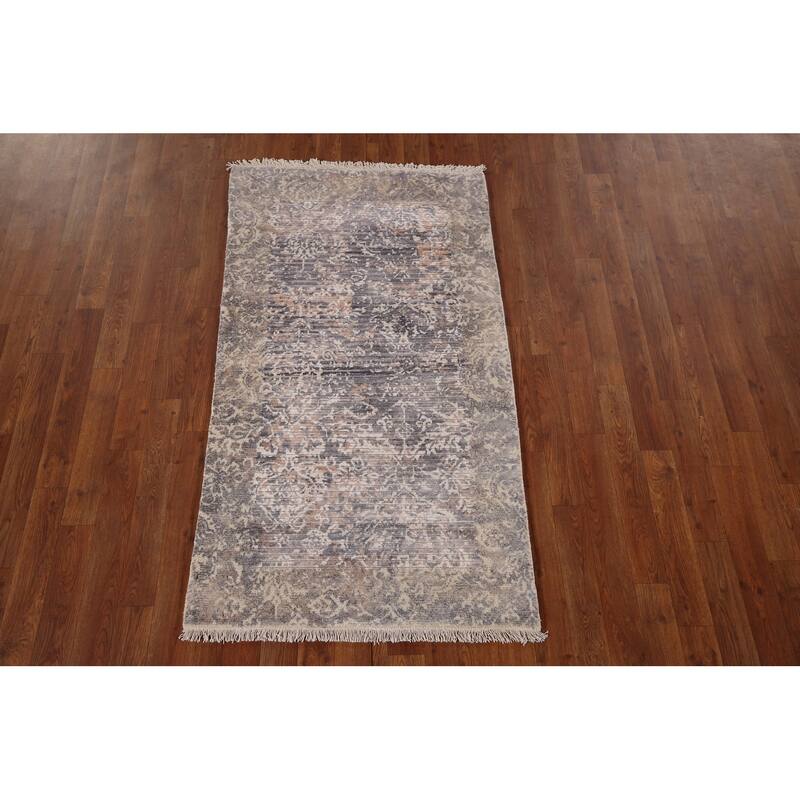 All-Over Abstract Oriental Accent Rug Handmade Wool Carpet - 2'8" x 4'9"