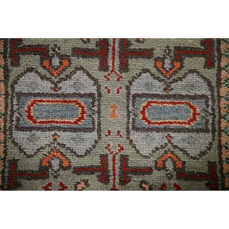 Green Heriz Serapi Indian Runner Rug Handmade Wool Carpet - 2'7"x 7'7"