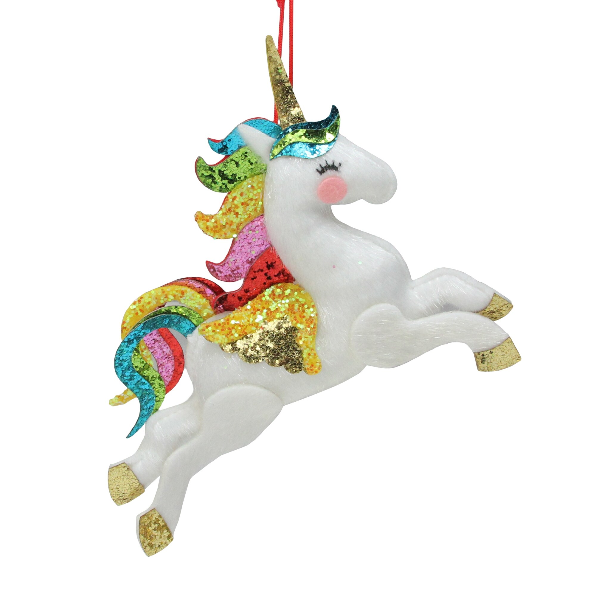 Shop Plush Leaping Rainbow Unicorn Hanging Christmas Ornament 6 5