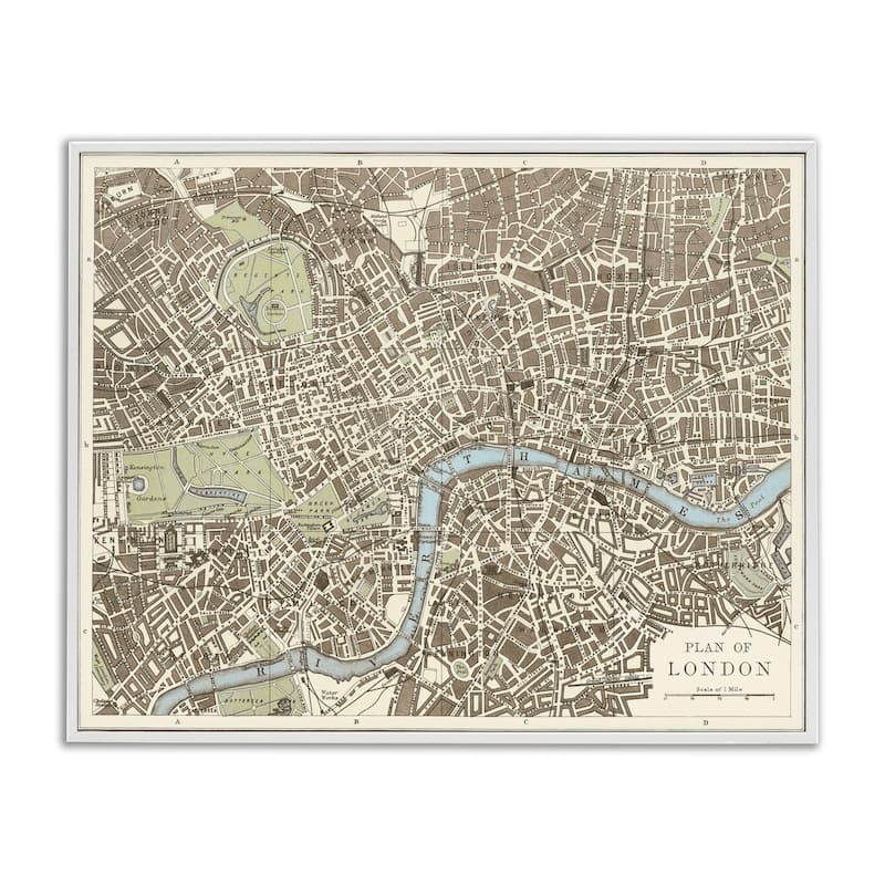 Stupell Vintage Blueprint Plant of London Framed Giclee Art Design By Phillipa Katz - 14 x 11 - White