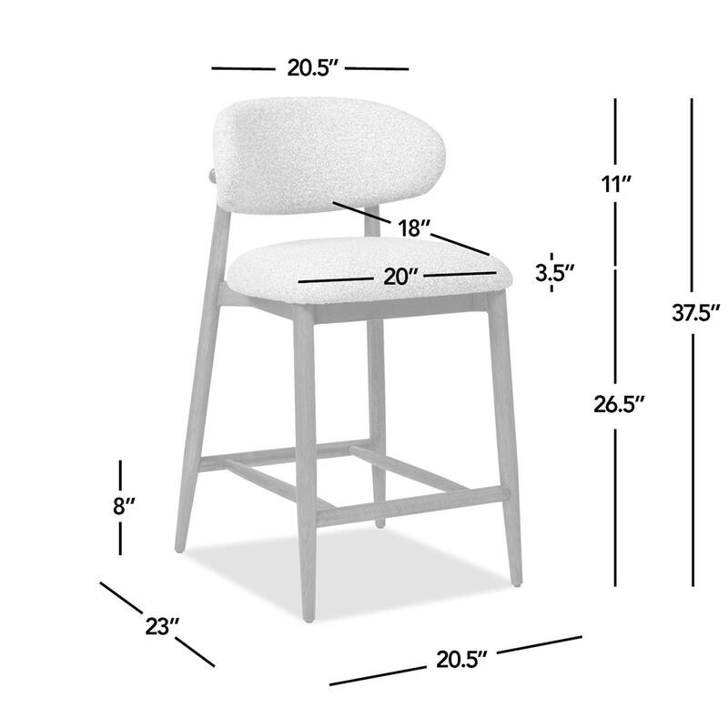 Locke 26.5" Modern Upholstered Counter Stool with Wood Frame