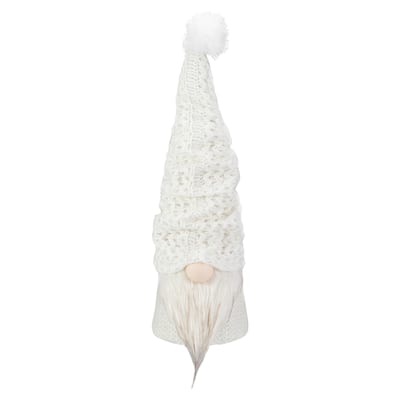 16" LED Lighted White Knit Gnome Christmas Figure