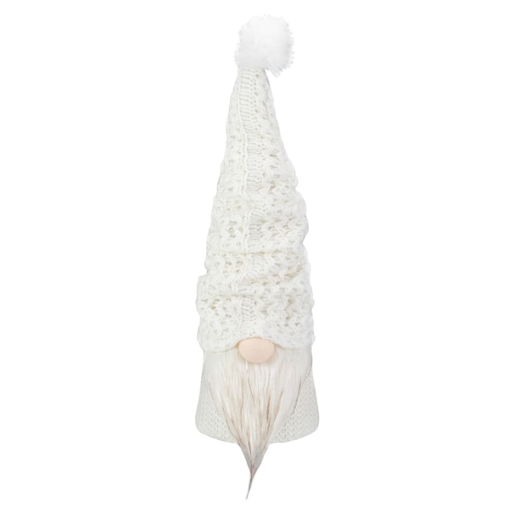 16" LED Lighted White Knit Gnome Christmas Figure