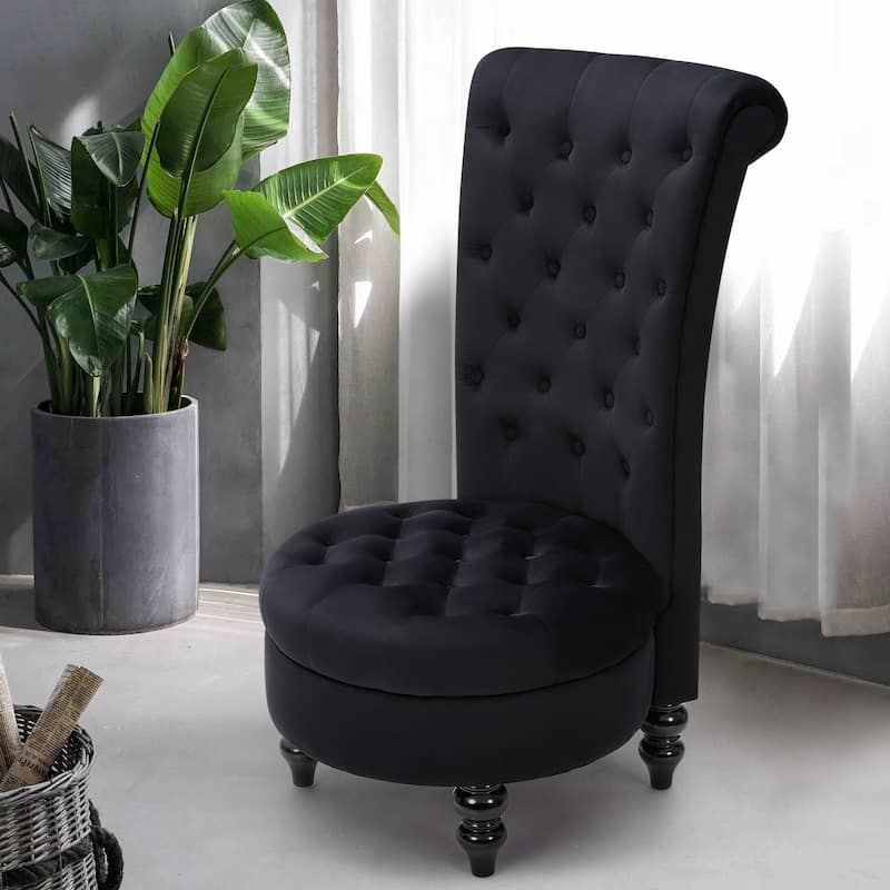 AVAWING Throne Royal Chair Thick Padding and Rubberwood Legs - Black
