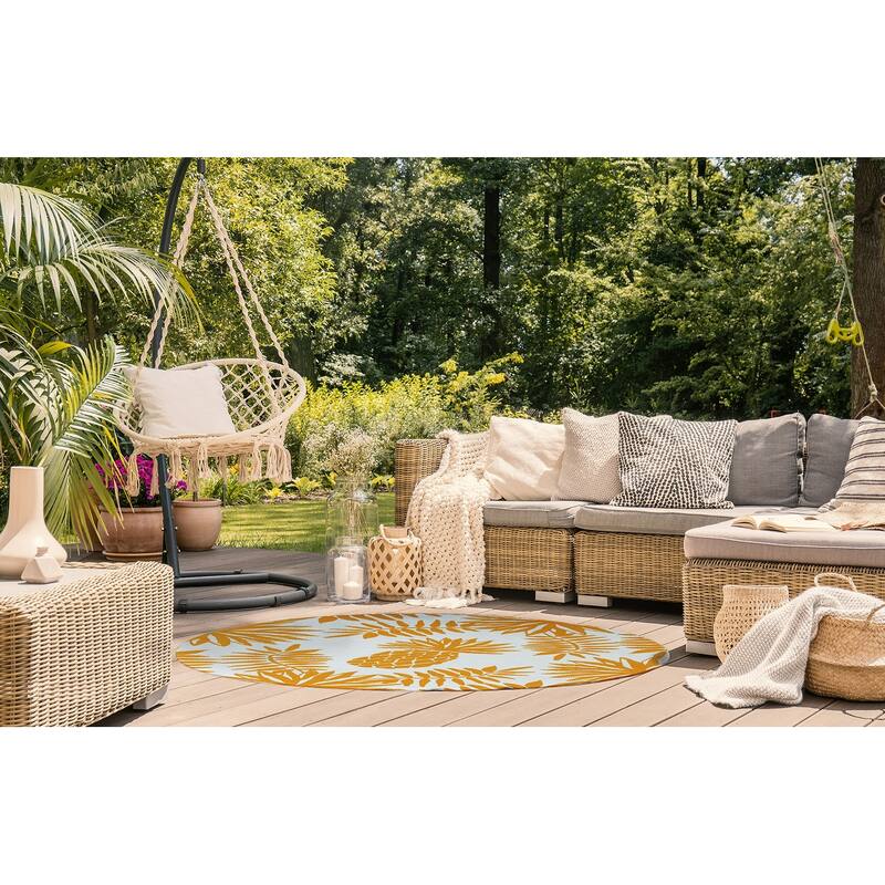 Pineapple Leaves Spring Chenille Indoor/Outdoor Rug