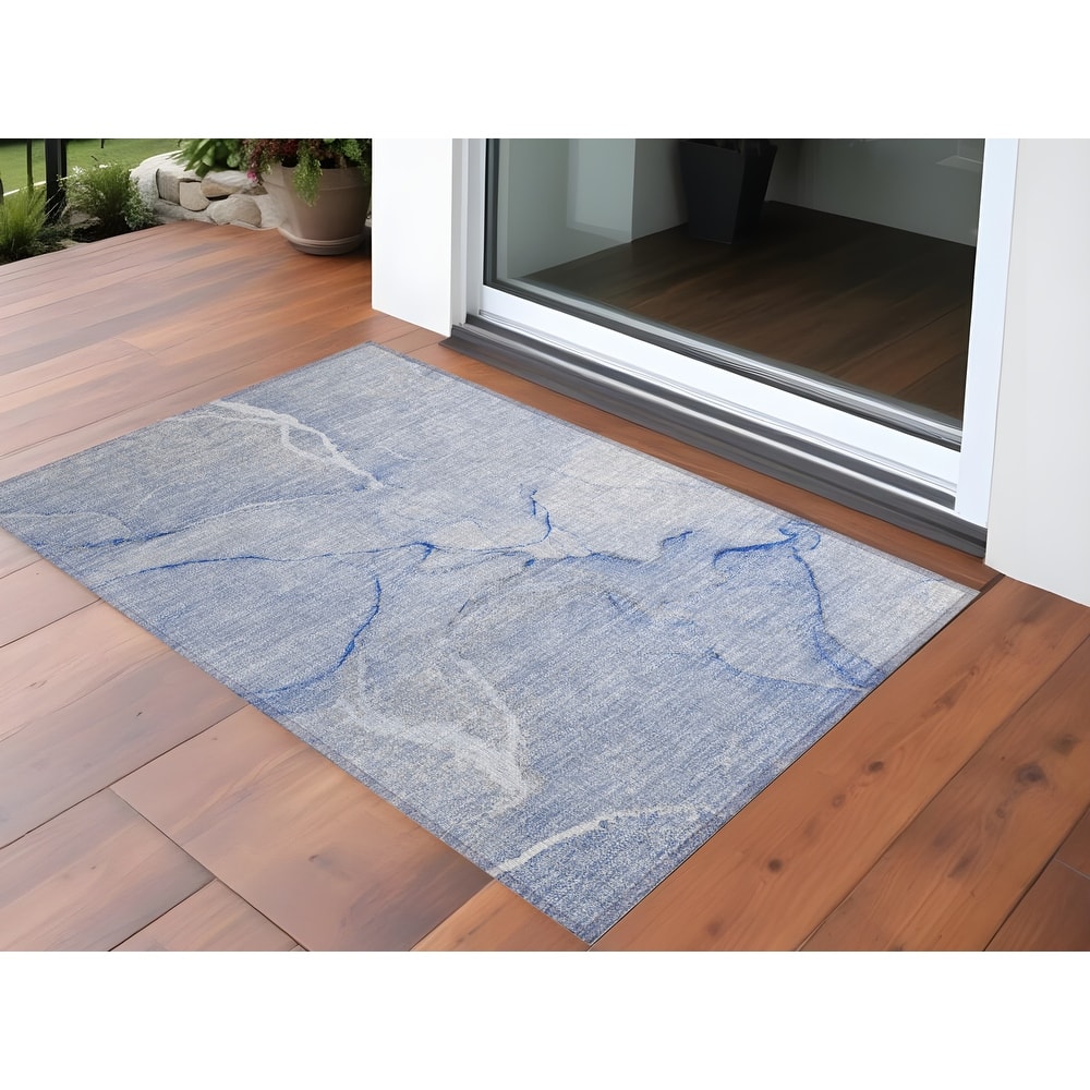 Dava Contemporary Abstract Weather Resistant Blended Style Outdoor Rug