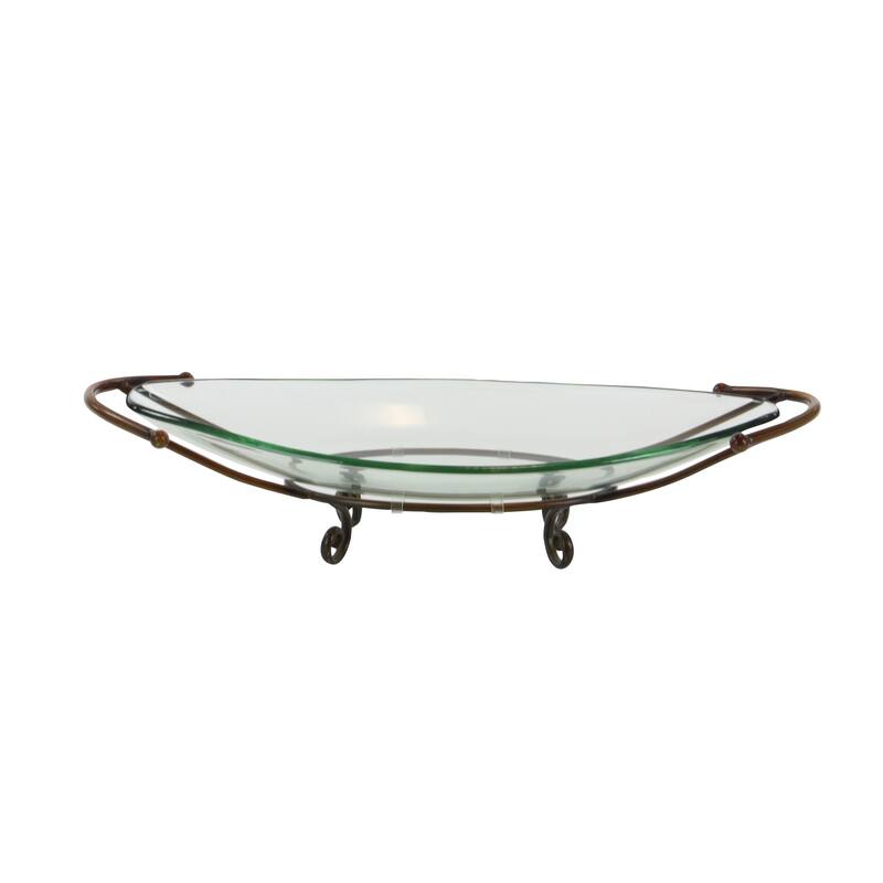 Clear Tempered Glass Kitchen Serving Bowl with Copper Metal Base