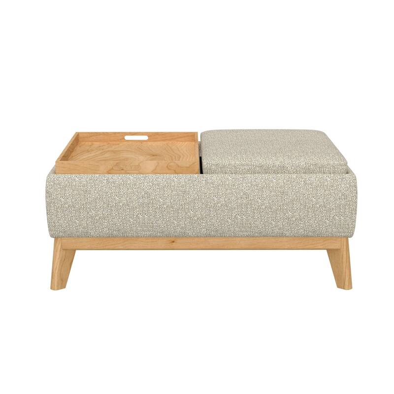 Tan Reversible Tray Ottoman