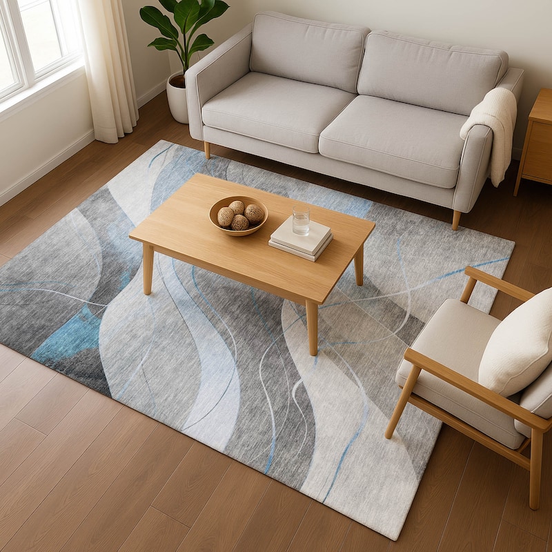 Premium Washable Super Soft Modern Waves Mayfield Rug
