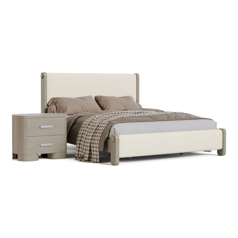 Furniture of America Weegin Modern 2-Piece White Oak Wood Panel Bedroom Set
