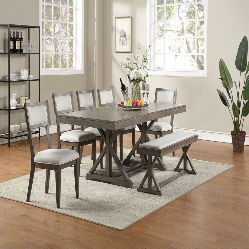 Ash Gray Solid wood Veneer 1pc Bench
