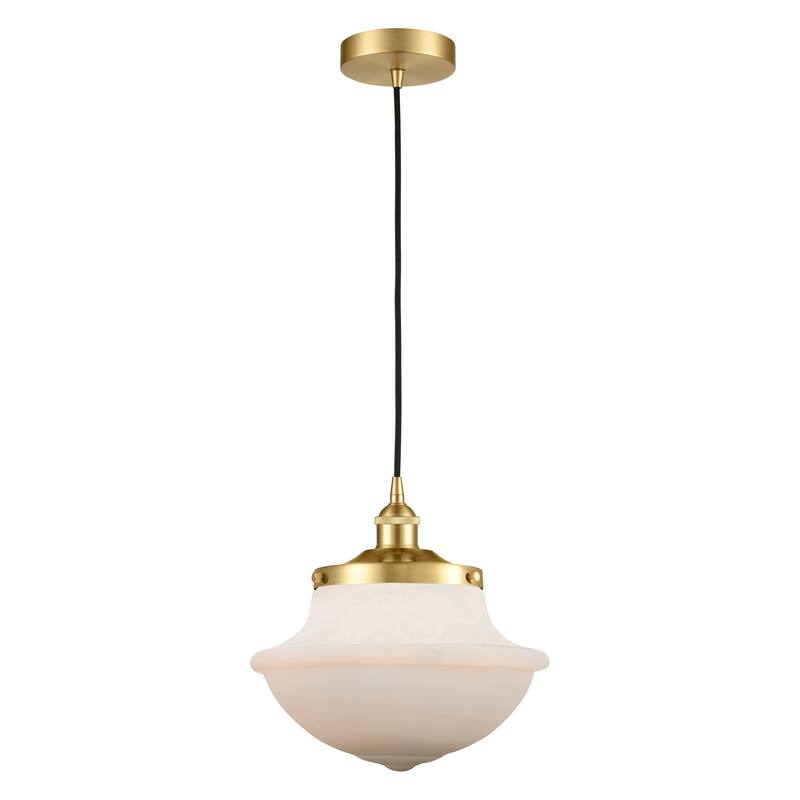 Innovations Lighting Oxford - 1 Light 12" Cord Hung Mini Pendant - Satin Gold/Matte White