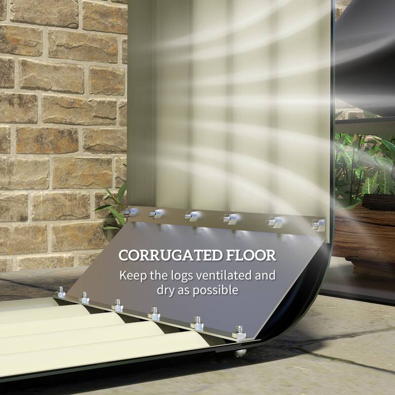 GDFStudio Outdoor Vireo Galvanized Steel Firewood Storage Shed