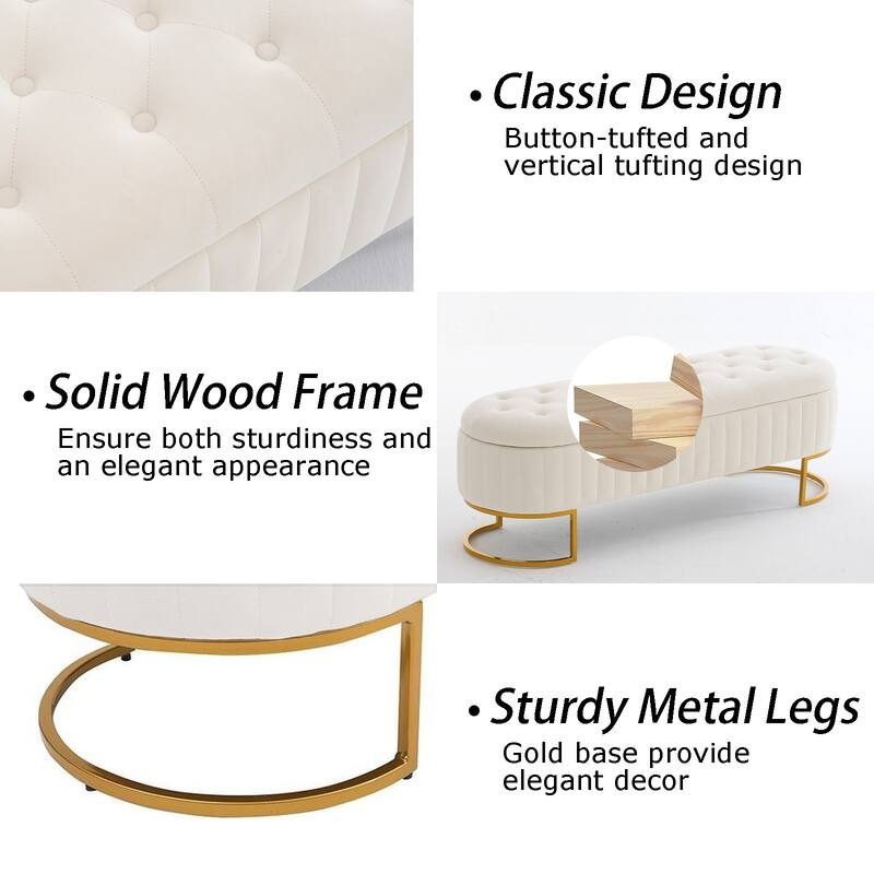 Velvet Storage Bench for Bedroom