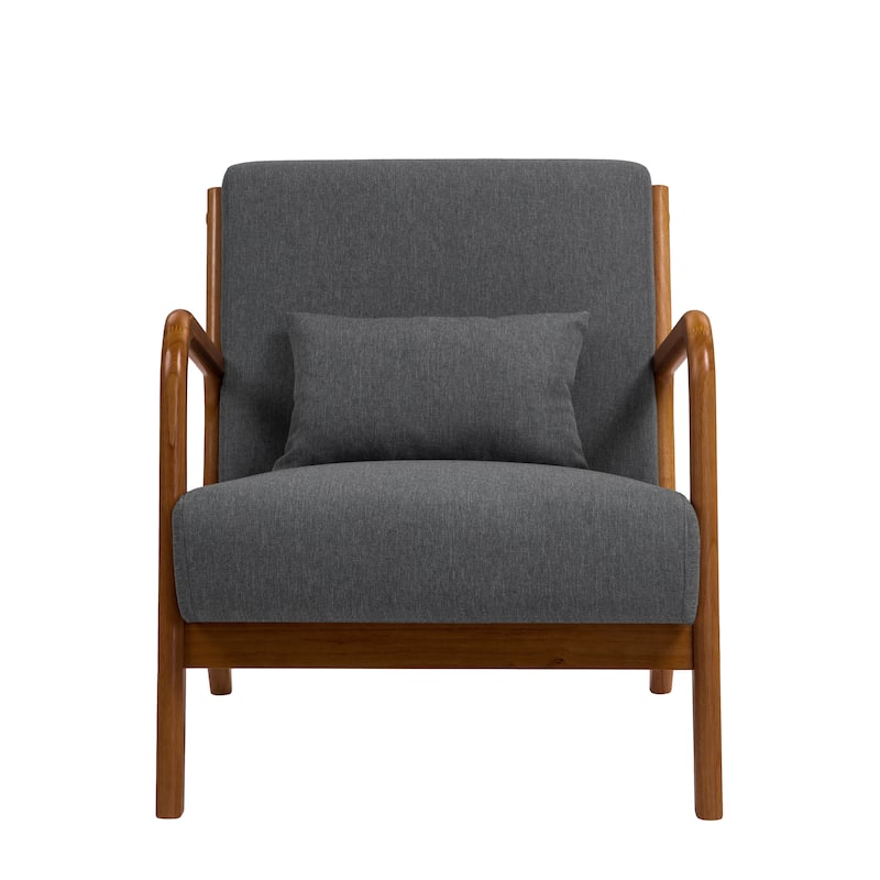 Mid Century Solid Wood Upholstered Accent Chair
