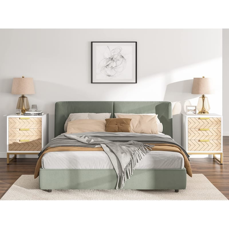Modern Nightstand with 3 Drawers for Bedroom