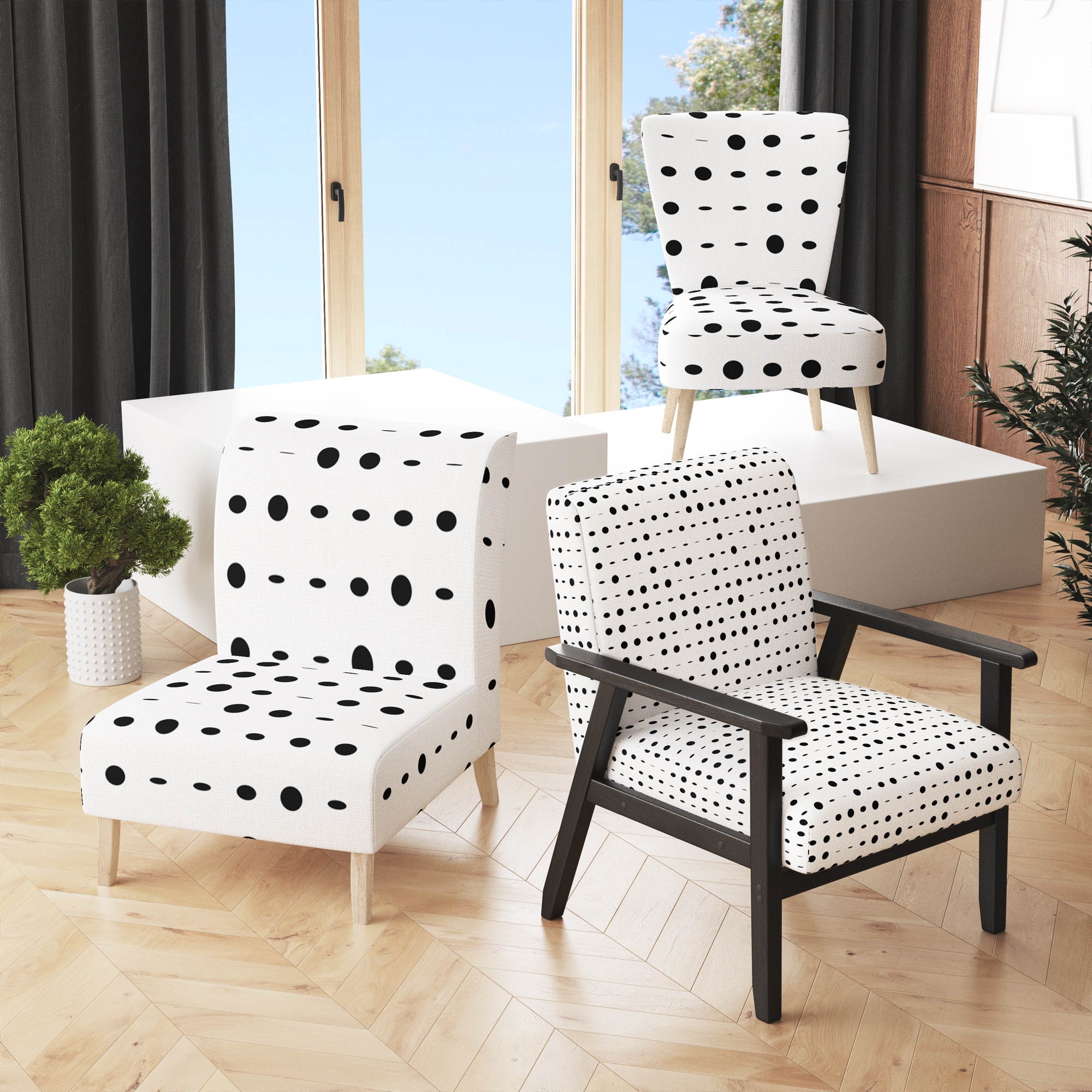 Black and white hot sale polka dot chair