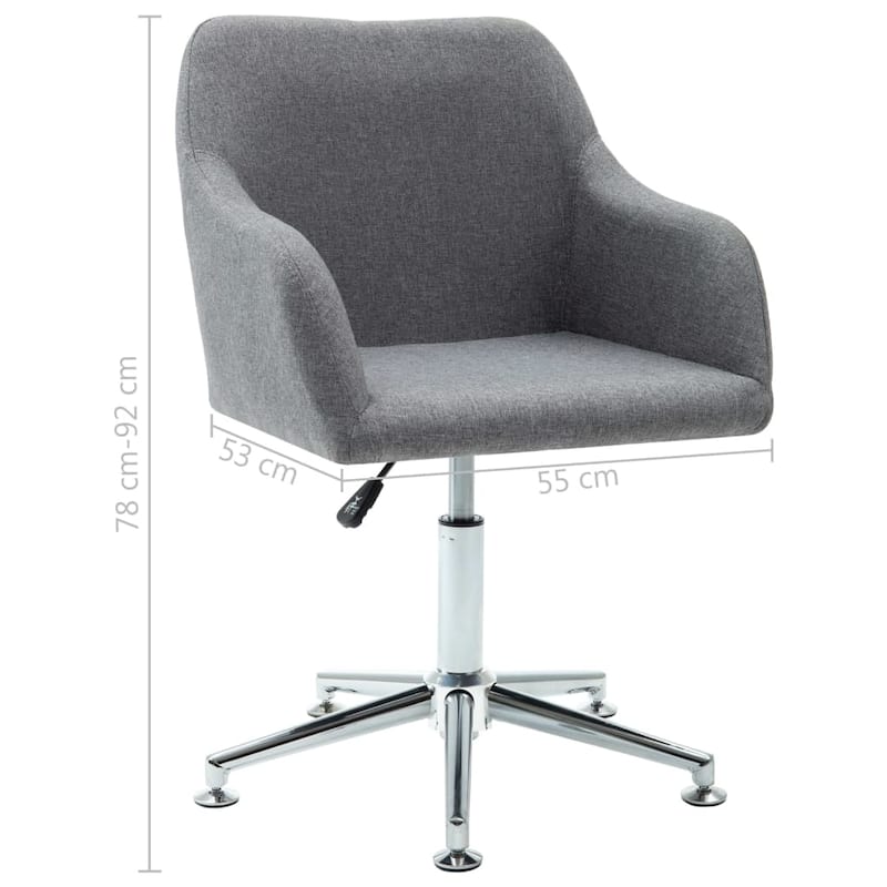 vidaXL Dining Chair 360 Degrees Swivel Accent Desk Chair with Arms Fabric - 21.7" x 20.9" x (30.7"-36.2")