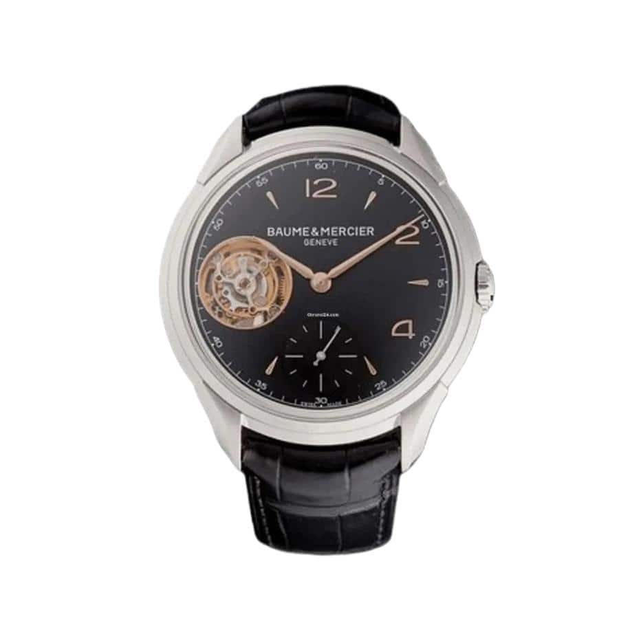 Baume and Mercier Clifton Tourbillon Men's Watch - Black Face, Black Band