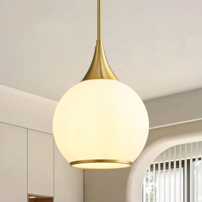 Modern Pendant Light Fixture Dimmable Kitchen Island Hanging Ceiling Lights with Glass Shade - 1-Light - Gold