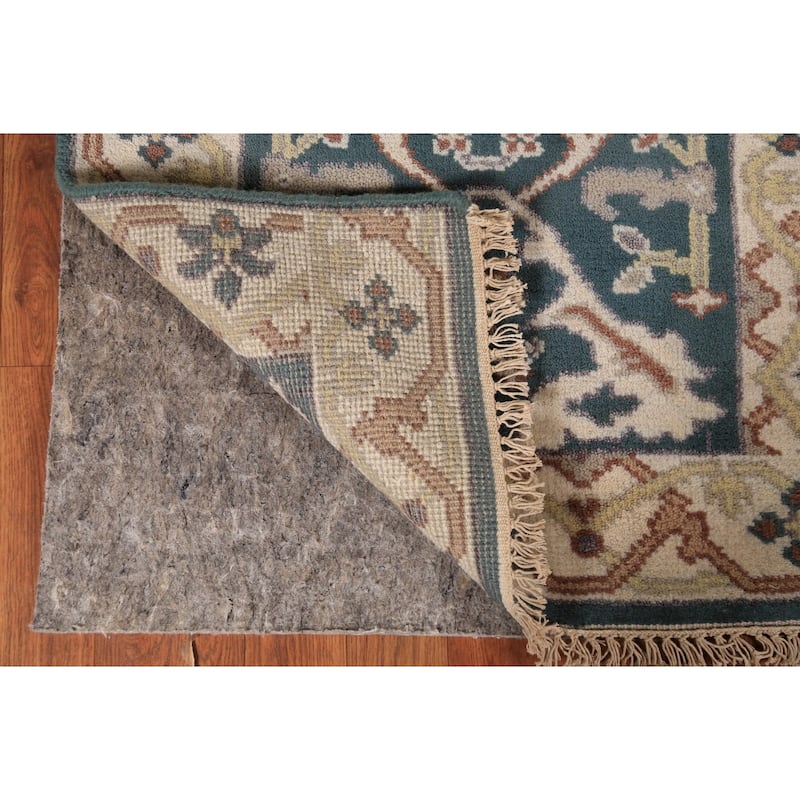 Transitional Blue Oushak Runner Rug Hand-Knotted Wool Carpet - 2'5" x 9'11"