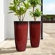 preview thumbnail 20 of 47, Glitzhome 30"H Set of 2 Oversized Gradient Cobalt Blue/Turquoise/Red Tall Plastic Planter Gradient Red