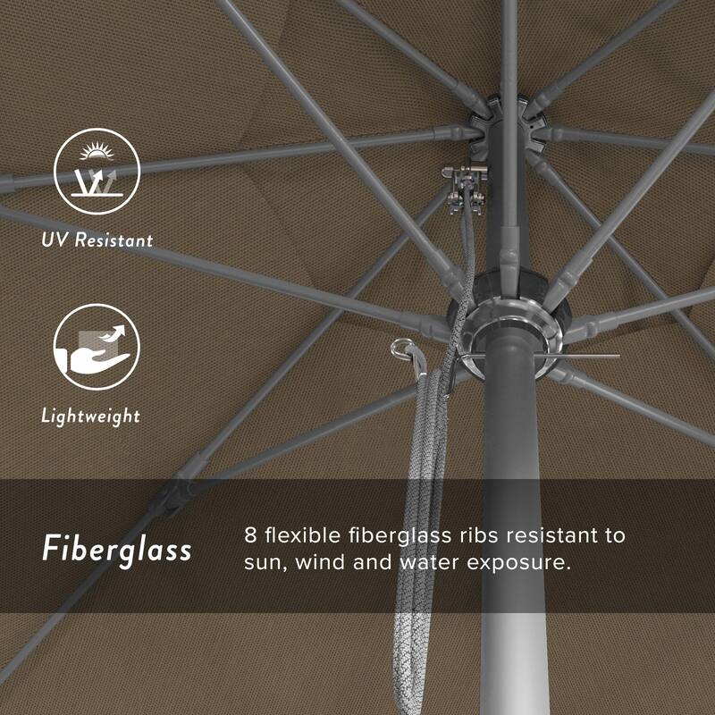 California Umbrella 11' Rd Aluminum Frame, Fiberglass Rib Market Umbrella, Push Open, Anodized Silver Finish, Olefin Fabric
