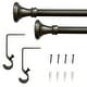 preview thumbnail 5 of 10, Lumi 5/8" Single Curtain Rod Set Pewter/ Matte Black- Trumpet finials 28"-48" - Pewter